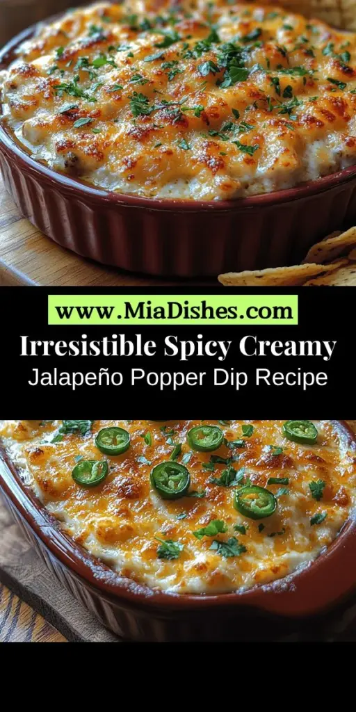 Indulge in the ultimate appetizer with Spicy Creamy Jalapeño Popper Dip! This crowd-pleaser features a rich and creamy base made from cream cheese and sour cream, perfectly balanced by zesty jalapeños and topped with crunchy panko breadcrumbs. Whether you serve it with tortilla chips, fresh veggies, or baguette slices, this dip is sure to impress. Perfect for parties, game nights, or family gatherings, it promises a delicious blend of flavor and texture that keeps everyone coming back for more.