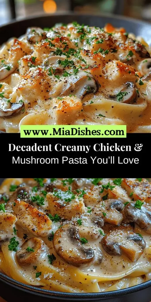 Create a comforting masterpiece with this creamy chicken and mushroom pasta recipe. It features tender chicken, earthy mushrooms, and a velvety sauce that clings to your favorite pasta. Perfect for family dinners or elegant gatherings, this dish is highly customizable, letting you experiment with different pasta shapes and flavors. With easy preparation steps and serving suggestions, you'll whip up a satisfying meal that warms both body and soul. Dive into this culinary delight today!