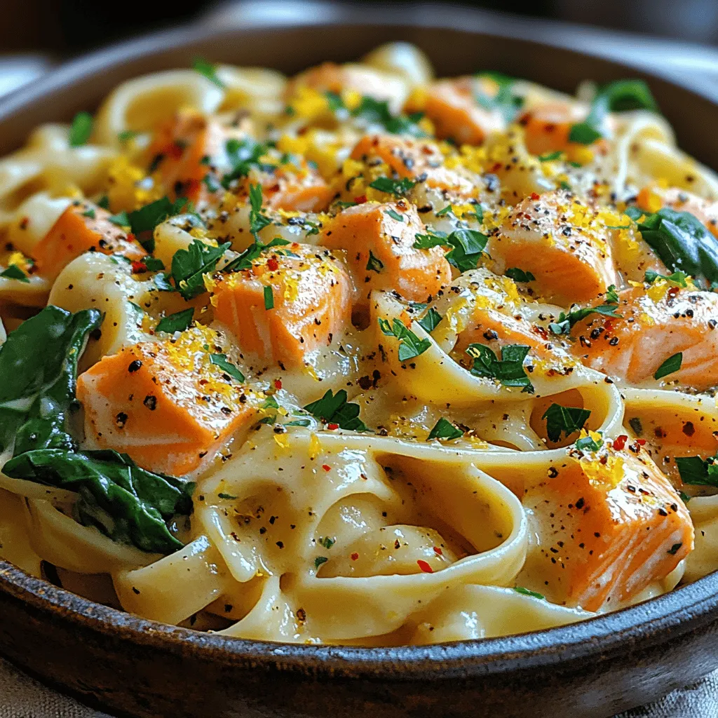 Lemon Zest Salmon Pasta is a vibrant and flavorful dish that brings together the freshness of seafood and the comfort of pasta in a delightful harmony. It’s a perfect meal for those who cherish quick, easy-to-make recipes that don’t compromise on taste or nutrition. The bright citrus notes from the lemon zest contrast beautifully with the rich, buttery flavor of the salmon, creating a dish that is not only satisfying but also visually appealing.