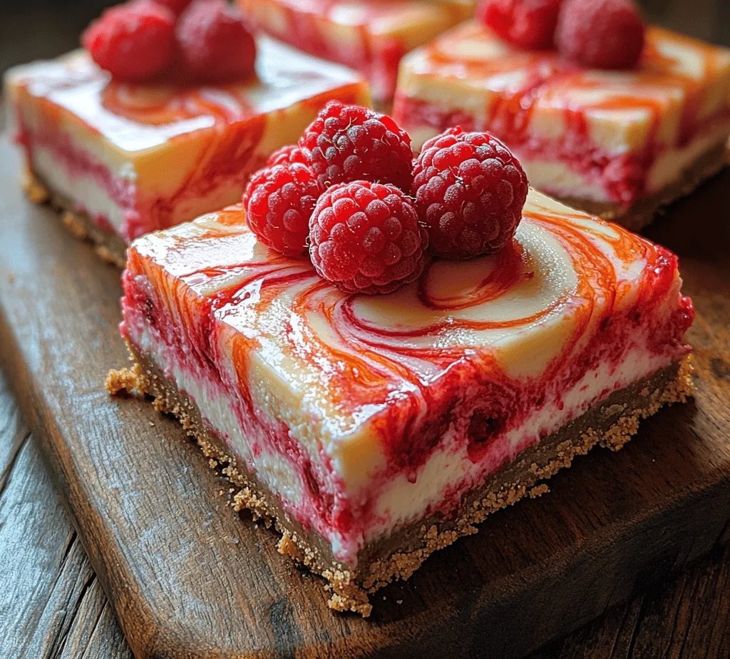 What makes raspberry swirl cheesecake bars particularly appealing is their unique combination of flavors and textures. The creamy cheesecake filling, paired with the bright, fruity raspberry swirl, creates a dessert experience that is both luxurious and refreshing. The raspberry component not only tantalizes the taste buds but also elevates the overall aesthetic of the dish, transforming a simple cheesecake into a work of art.