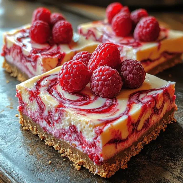 What makes raspberry swirl cheesecake bars particularly appealing is their unique combination of flavors and textures. The creamy cheesecake filling, paired with the bright, fruity raspberry swirl, creates a dessert experience that is both luxurious and refreshing. The raspberry component not only tantalizes the taste buds but also elevates the overall aesthetic of the dish, transforming a simple cheesecake into a work of art.