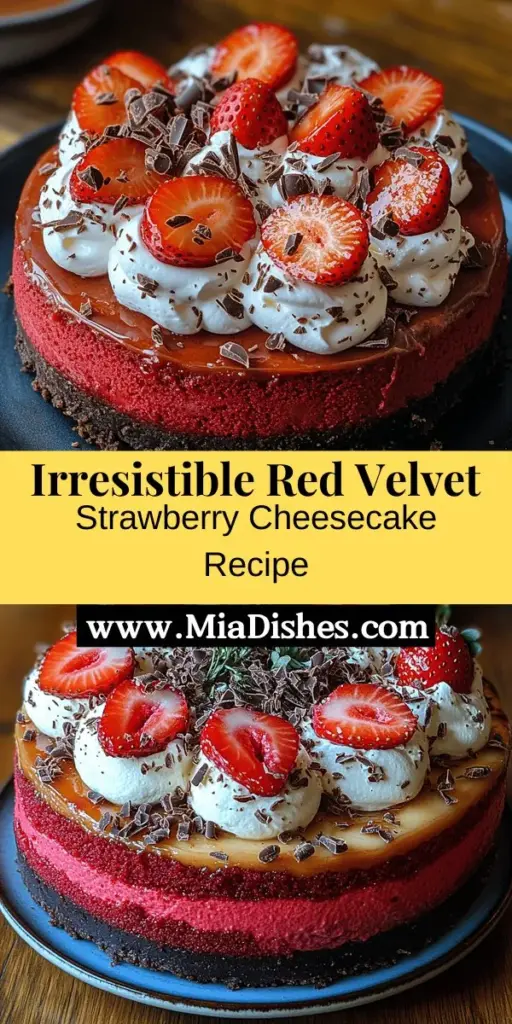 Treat yourself to the ultimate dessert experience with Decadent Red Velvet Strawberry Cheesecake. This stunning treat combines the rich, velvety texture of red velvet cake with a creamy strawberry cheesecake layer, creating a perfect harmony of flavors. Ideal for celebrations, its vivid colors and delightful taste will impress your guests. Learn how to make this show-stopping dessert that is sure to become a favorite at any gathering. Discover the ingredients, tips, and step-by-step instructions to make your baking journey a success!