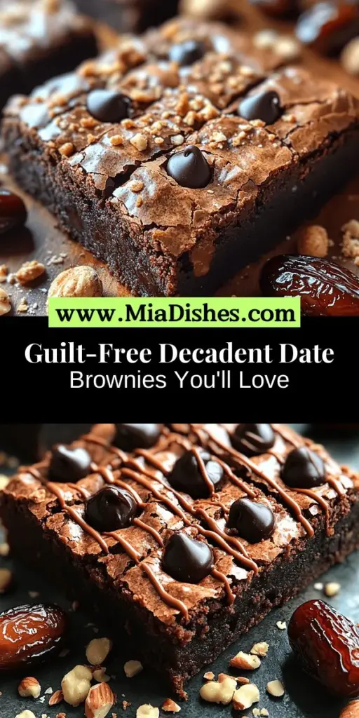 Indulge in the rich and fudgy goodness of Decadent Date Brownies, a guilt-free dessert that doesn't skimp on flavor. Made with wholesome ingredients like Medjool dates for natural sweetness, almond flour for a gluten-free option, and dark chocolate chips for a luxurious touch, these brownies offer nutrition and delight in every bite. Perfect for anyone seeking a healthier treat, they are easy to whip up and will satisfy any sweet tooth. Discover how to make these delicious brownies and enjoy a healthier indulgence today!