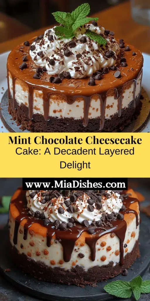 Discover the ultimate indulgence with Mint Chocolate Cheesecake Cake, an exquisite treat that combines rich chocolate and refreshing mint in a decadent layered dessert. Perfect for birthdays, holidays, or a sweet treat any time, this cake features a crunchy cookie crust, silky mint cheesecake, and moist chocolate cake. Each bite offers a delightful balance of flavors and textures that will leave everyone wanting more. Create beautiful memories as you bake this showstopper for your next gathering!