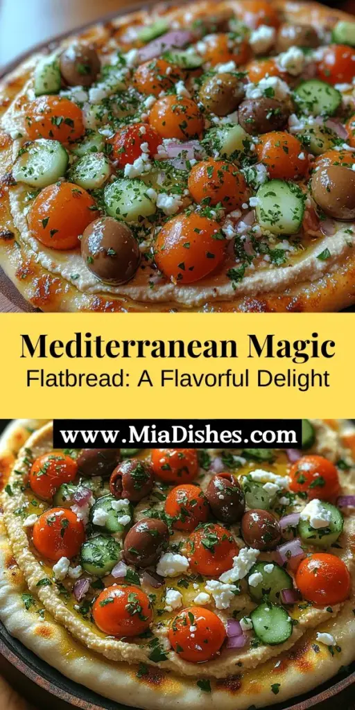 Discover the vibrant flavors of the Mediterranean with this delicious Mediterranean Magic Flatbread recipe. This simple yet satisfying flatbread features a crispy exterior and a fluffy interior, perfect for pairing with your favorite dips and toppings. Made with fresh, wholesome ingredients like extra virgin olive oil, fresh herbs, and colorful vegetables, it's both nutritious and bursting with flavor. Follow our step-by-step guide to create a delightful centerpiece for your meals that brings the taste of the Mediterranean to your kitchen. Enjoy the joy of cooking and sharing delicious food with friends and family!