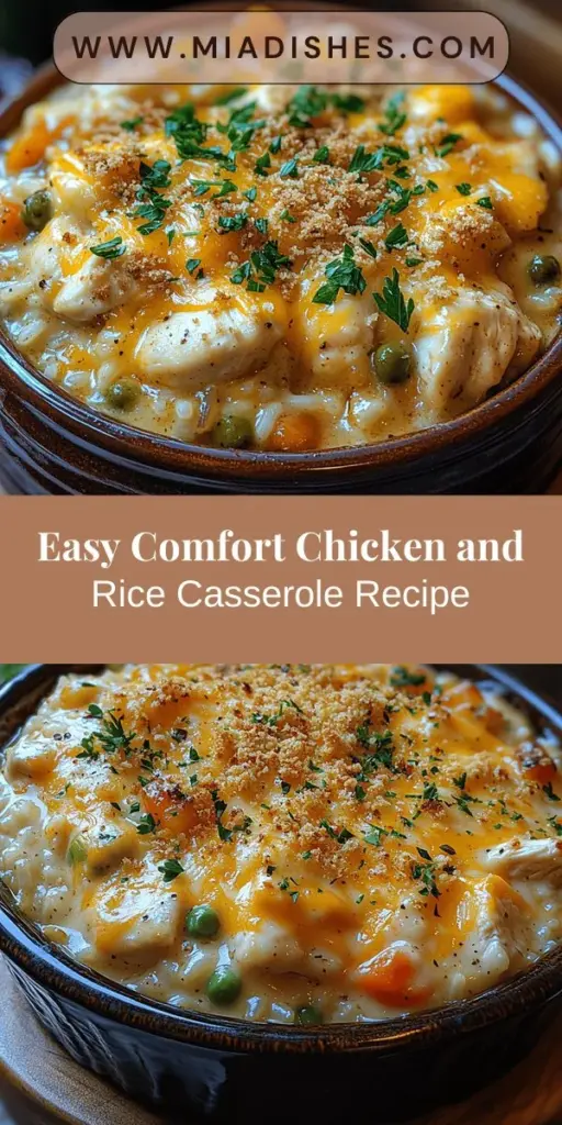 Indulge in the warmth of a classic chicken and rice casserole, the ultimate comfort food perfect for family dinners or cozy gatherings. This dish combines tender chicken, fluffy rice, and a medley of vegetables, all enveloped in a creamy sauce. Easy to prepare and customizable, it allows for creative variations while ensuring a satisfying meal for any palate. Bake to perfection for a golden topping and enjoy the nostalgic flavors that bring everyone to the table.
