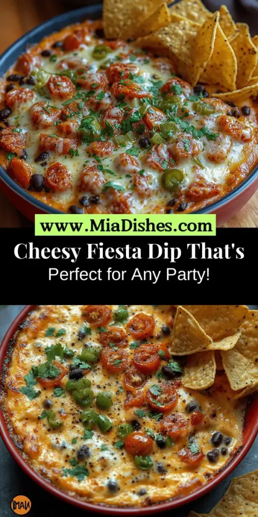 Elevate your next gathering with a delicious Cheesy Fiesta Dip that’s sure to be a crowd-pleaser! This creamy, flavorful dip combines sharp cheddar, Monterey Jack, zesty diced tomatoes, and hearty black beans for the ultimate party appetizer. Perfect for game days or cozy nights, it’s customizable for any taste with adjustable spice levels. Serve it warm with tortilla chips, veggies, or pita bread for an unforgettable snacking experience. Discover how to create this delightful dip that everyone will love!