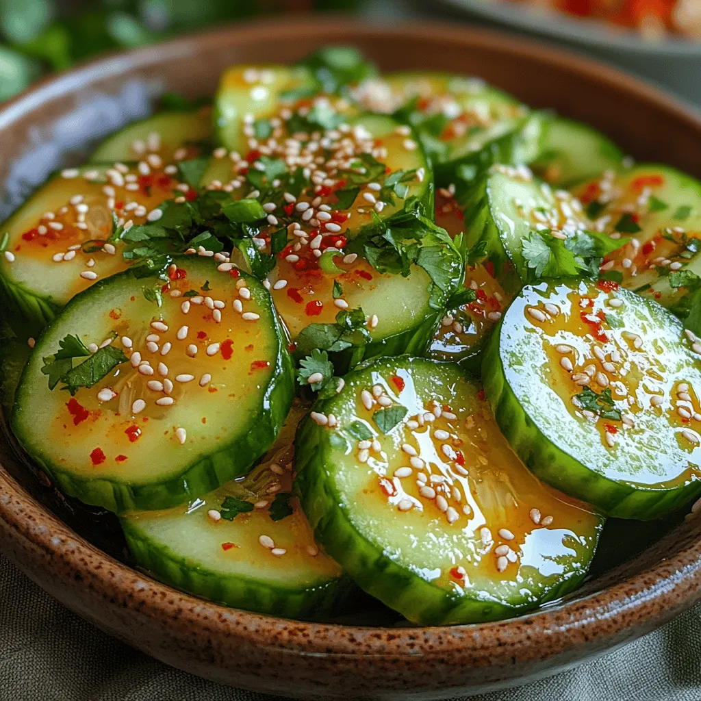 In the realm of refreshing salads, <strong>Crisp & Zesty Cucumber Delight</strong> stands out as a vibrant and satisfying dish that perfectly balances the crunch of fresh cucumbers with a tangy dressing. This salad is a quintessential choice for warm weather, making it a go-to recipe for picnics, barbecues, and light lunches. Not only is it easy to prepare, but it also incorporates wholesome ingredients that enhance both flavor and nutrition. Cucumber Delight is the epitome of summer on a plate, offering a delightful combination of textures and tastes that are sure to impress your guests.” /></p>
</p>
<h3>Creating the Dressing: A Whisk Away</h3>
</p>
<p>The dressing is the heart of the Crisp & Zesty Cucumber Delight, providing a burst of flavor that elevates the freshness of the cucumbers and other ingredients. Crafting the perfect dressing involves a few essential techniques to ensure a smooth and flavorful blend.</p>
</p>
<h4>Techniques for Achieving a Smooth Dressing</h4>
</p>
<p>To create a velvety dressing, start by using room temperature ingredients, particularly oils and vinegar. Cold ingredients can cause the dressing to separate or not emulsify properly. Use a whisk or a jar with a tight-fitting lid to combine your ingredients. If you prefer a creamier dressing, consider adding a dollop of Greek yogurt or a splash of plant-based yogurt to the mix, which will contribute to a richer texture.</p>
</p>
<h4>Importance of Flavor Balance in the Dressing</h4>
</p>
<p>Balance is key when it comes to dressing. A well-rounded dressing should have a blend of acidity, sweetness, and seasoning. For this recipe, use a combination of fresh lemon juice (or lime juice for an alternative zing), a hint of honey or maple syrup, and a generous pinch of salt and pepper. Taste as you go to ensure that no single flavor overpowers the others. Adjusting these elements will help you achieve a dressing that complements the crispness of the cucumbers perfectly.</p>
</p>
<h3>Combining the Ingredients</h3>
</p>
<p>Once your dressing is ready, it’s time to bring all the elements together for a harmonious salad.</p>
</p>
<h4>Best Practices for Tossing the Salad</h4>
</p>
<p>When combining the salad, it’s crucial to use a gentle hand. A large mixing bowl is your best friend here. Start by adding the sliced cucumbers, red onions, and any additional ingredients like bell peppers or herbs. Drizzle the dressing over the top, but reserve a little to add later if needed. Using a pair of salad tongs or two large forks, gently toss the salad. This ensures that all ingredients are well combined without bruising the delicate cucumbers.</p>
</p>
<h4>Tips for Ensuring Even Coating of Dressing</h4>
</p>
<p>To achieve an even coating of dressing, consider adding the dressing in stages. After the initial toss, allow the salad to sit for a few minutes, then toss it again. This allows the cucumbers to absorb some of the dressing and enhances the overall flavor. If the salad appears dry after a few minutes, feel free to add the reserved dressing gradually until you reach the desired consistency.</p>
</p>
<h3>Chilling for Flavor Enhancement</h3>
</p>
<p>Chilling the salad is not just about temperature; it’s about flavor enhancement.</p>
</p>
<h4>Why Chilling is Essential</h4>
</p>
<p>Chilling allows the flavors to meld, creating a more cohesive taste. The cool temperature also enhances the refreshing qualities of the cucumbers, making each bite delightful.</p>
</p>
<h4>The Optimal Time for Marinating</h4>
</p>
<p>For best results, chill the salad for at least 30 minutes before serving. This provides enough time for the cucumbers to soak up the dressing, while also allowing the flavors to marry. If you have the time, marinating it for a couple of hours will yield even better results, intensifying the flavors and creating a more robust dish.</p>
</p>
<h3>Serving Suggestions and Pairing Ideas</h3>
</p>
<p>The Crisp & Zesty Cucumber Delight shines in a variety of settings, making it a versatile addition to your culinary repertoire.</p>
</p>
<h4>Best Occasions to Serve Crisp & Zesty Cucumber Delight</h4>
</p>
<p>This refreshing salad is an ideal side dish for summer barbecues and picnics, where its lightness complements heartier grilled meats. It’s also a wonderful accompaniment to Asian-inspired meals, offering a crisp contrast to rich stir-fries or savory noodle dishes.</p>
</p>
<h4>Pairing with Protein</h4>
</p>
<p>To turn this salad into a complete meal, consider pairing it with protein-rich options. Grilled chicken, shrimp, or tofu work wonderfully alongside the salad, enhancing its nutritional profile while maintaining a light feel. You can also add chickpeas, edamame, or even grilled fish to bulk it up, making your meal satisfying and filling.</p>
</p>
<h3>Variations to Consider</h3>
</p>
<p>One of the beautiful aspects of the Crisp & Zesty Cucumber Delight is its adaptability.</p>
</p>
<h4>Customizing the Recipe for Dietary Needs</h4>
</p>
<p>For those with dietary restrictions, this recipe is easily customizable. For a vegan option, ensure that your sweetener is plant-based, and skip any dairy additions. The salad is naturally gluten-free, making it suitable for almost any dietary preference. If allergies are a concern, substituting ingredients like sesame oil or soy sauce with alternatives like olive oil or coconut aminos can maintain the flavor profile while keeping it safe.</p>
</p>
<h4>Exploring Flavor Variations</h4>
</p>
<p>To keep things exciting, feel free to experiment with flavor variations. Adding fruits like diced mango or pineapple can introduce a sweet twist, while nuts such as almonds or walnuts add crunch and depth. Fresh herbs like dill, mint, or cilantro can enhance the salad’s flavor, providing new layers of taste with each bite. Consider adding a sprinkle of chili flakes or a splash of hot sauce for those who enjoy a bit of heat.</p>
</p>
<h3>Storage and Shelf Life</h3>
</p>
<p>Understanding how to store your salad properly will help you enjoy it longer.</p>
</p>
<h4>How to Store Leftover Salad</h4>
</p>
<p>To keep the Crisp & Zesty Cucumber Delight fresh, store it in an airtight container in the refrigerator. If you have leftover dressing, it’s best to keep it separate until you are ready to serve to prevent the cucumbers from becoming soggy.</p>
</p>
<h4>Understanding the Shelf Life of the Ingredients</h4>
</p>
<p>The salad is best enjoyed within 1-2 days of preparation. However, the cucumbers can start to lose their crispness after about 24 hours. Keeping the salad chilled will help maintain its freshness.</p>
</p>
<h4>Signs of Spoilage</h4>
</p>
<p>When assessing freshness, look for any signs of wilting or a sour smell, which indicates spoilage. If the cucumbers become slimy or the dressing separates and takes on an off odor, it’s best to discard the salad. Always prioritize food safety, particularly when dealing with fresh produce.</p>
</p>
<h3>Conclusion: Enjoying Crisp & Zesty Cucumber Delight</h3>
</p>
<p>Crisp & Zesty Cucumber Delight is more than just a refreshing salad; it embodies the essence of healthy eating while being incredibly versatile. With its simple preparation and vibrant flavors, it serves as a perfect accompaniment to a myriad of dishes or stands alone as a light snack. By understanding the ingredients and techniques behind this recipe, you can enjoy a delightful culinary experience that nourishes both body and soul. Whether served at a summer gathering or as a side to your favorite main dish, this salad promises to be a hit, bringing joy and satisfaction to your dining table. So, roll up your sleeves, gather your ingredients, and relish in the crispness of cucumbers and the zest of your creation!</p>
</div>