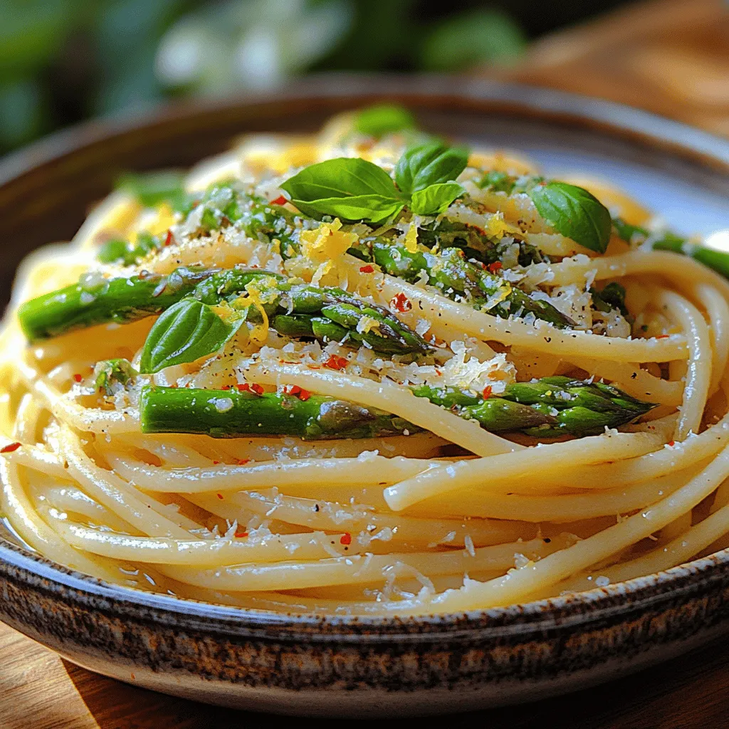 Welcome to a culinary adventure that celebrates the vibrant flavors of spring with our Zesty Asparagus & Lemon Delight. This delightful pasta dish is not only a feast for the eyes but also a tantalizing treat for the taste buds. The star ingredients, fresh asparagus and bright lemon, come together to create a refreshing and wholesome meal that is perfect for any occasion. Whether you're hosting a dinner party or simply enjoying a meal at home, this dish embodies the essence of seasonal cooking, utilizing fresh, high-quality ingredients to elevate your dining experience.