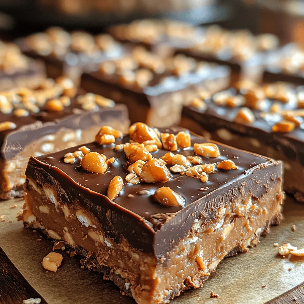 No-bake desserts are a delightful and convenient way to satisfy your sweet tooth without the fuss of an oven. They are quick to prepare, often require minimal cooking skills, and the best part? You can indulge in them almost immediately after making them! Among the plethora of no-bake options, <strong>Decadent No-Bake Chocolate Peanut Bars</strong> stand out as a heavenly treat that combines the rich flavors of chocolate and peanut butter. This dynamic duo is not only delicious but also offers a nutritional punch, making these bars a guilt-free indulgence.” /></p>
</p>
<p><strong>Chilling to Set</strong></p>
</p>
<p>Chilling is a crucial step in the preparation of Decadent No-Bake Chocolate Peanut Bars. Once you’ve poured the chocolate and peanut butter mixture into your prepared pan and smoothed out the top, it’s time to let the magic happen. Placing the bars in the refrigerator allows the ingredients to meld together and solidify, resulting in a firmer texture that’s easy to slice and serves beautifully.</p>
</p>
<p>The cooling process typically takes about 1 to 2 hours, depending on your fridge’s temperature settings. It’s essential not to rush this step; if the bars aren’t chilled long enough, they may crumble when you attempt to cut them. The chilling also enhances the flavors, allowing the chocolate to set properly and the peanut butter to become rich and creamy without being too soft. This step is pivotal for achieving the perfect balance between texture and taste, making your bars not only delicious but also visually appealing.</p>
</p>
<p><strong>Slicing and Serving</strong></p>
</p>
<p>Once the bars have set, it’s time to slice and serve them. To achieve neat, uniform pieces, use a sharp knife and cut the bars while they are still in the pan. For best results, consider these tips:</p>
</p>
<p>1. <strong>Warm the Knife</strong>: Run the knife under hot water for a few seconds and then dry it before making the first cut. The warm blade helps glide through the chocolate and peanut butter layers, minimizing crumbling.</p>
</p>
<p>2. <strong>Cut in Strips</strong>: Start by cutting the bars into long strips, then cut those strips into squares or rectangles, depending on your preference. This method ensures that each piece is similar in size and easy to handle.</p>
</p>
<p>3. <strong>Store Properly</strong>: If you aren’t serving all the bars immediately, store them in an airtight container in the refrigerator. They will stay fresh for up to a week, making them perfect for meal prep or a quick snack.</p>
</p>
<p><strong>Nutritional Benefits of Decadent No-Bake Chocolate Peanut Bars</strong></p>
</p>
<p>These Decadent No-Bake Chocolate Peanut Bars are not only a treat for the taste buds but also packed with nutritional benefits that make them a smart choice for any diet.</p>
</p>
<p>– <strong>Protein Value</strong>: One of the standout features of these bars is their protein content, primarily derived from peanut butter. A typical serving contains a substantial amount of protein that can help keep you full and satisfied longer. Additionally, for those looking to boost their protein intake further, adding a scoop of protein powder can elevate the protein content even more.</p>
</p>
<p>– <strong>Healthy Fats</strong>: Peanut butter is a rich source of healthy fats, particularly monounsaturated fats, which are known to support heart health. These fats provide energy and help absorb fat-soluble vitamins, contributing to overall well-being. Including nuts in your recipe will further enhance these healthy fats, making the bars a wholesome snack option.</p>
</p>
<p>– <strong>Fiber Content</strong>: The rolled oats included in the recipe are not just a binding agent; they also contribute valuable dietary fiber. Fiber is essential for digestive health and helps maintain stable blood sugar levels, making these bars a smart choice for sustained energy.</p>
</p>
<p>– <strong>Sugar Content</strong>: Unlike traditional dessert bars that are often loaded with refined sugars, these no-bake bars use natural sweeteners, primarily from the peanut butter and optional additions like honey or maple syrup. This results in a lower overall sugar content, making them a more balanced snack without sacrificing flavor.</p>
</p>
<p><strong>Customization and Variations</strong></p>
</p>
<p>The beauty of the Decadent No-Bake Chocolate Peanut Bars lies in their versatility. Here are some creative ideas for customizing the recipe to suit your taste or dietary restrictions:</p>
</p>
<p>– <strong>Nut-Free Options</strong>: For those with nut allergies, you can easily substitute peanut butter with sun butter or soy nut butter. These alternatives provide a similar texture and taste without the allergens, making the bars accessible to everyone.</p>
</p>
<p>– <strong>Flavor Variations</strong>: Get creative with your flavor profiles! Consider adding unsweetened coconut flakes for a tropical twist, dried fruits like cranberries or apricots for a chewiness, or even a sprinkle of cinnamon or vanilla extract to enhance the overall flavor. Each addition can transform the bars into a completely unique treat.</p>
</p>
<p>– <strong>Vegan Adaptations</strong>: Making these bars vegan-friendly is simple. Ensure that you use a dairy-free chocolate for the coating and replace honey with maple syrup or agave nectar. With these substitutions, you can enjoy a delicious, guilt-free treat that fits your dietary preferences.</p>
</p>
<p><strong>Serving Suggestions and Pairings</strong></p>
</p>
<p>These Decadent No-Bake Chocolate Peanut Bars are incredibly versatile and can be enjoyed in various settings. Here are some serving suggestions and pairing ideas:</p>
</p>
<p>– <strong>Perfect for Meal Prep</strong>: These bars are an ideal choice for meal prepping. You can make a batch on the weekend, slice them into portions, and store them in the fridge for quick grab-and-go snacks throughout the week. They are perfect for busy mornings or post-workout refueling.</p>
</p>
<p>– <strong>Ideal Snack for Kids</strong>: Kids will love these bars as a nutritious snack option. Packed with protein and healthy fats, they provide the energy needed to keep little ones fueled and focused. Plus, the chocolate flavor makes them a treat that kids will actually want to eat.</p>
</p>
<p>– <strong>Pairing with Beverages</strong>: For a delightful snack experience, consider pairing your bars with a refreshing beverage. Almond milk, coconut milk, or a hot cup of coffee complement the rich flavors of the chocolate and peanut butter perfectly. You can also serve these bars with a smoothie for a balanced breakfast or an afternoon pick-me-up.</p>
</p>
<p><strong>Conclusion</strong></p>
</p>
<p>In summary, Decadent No-Bake Chocolate Peanut Bars are a fantastic addition to any snack repertoire. They provide a perfect balance of delightful taste and nutritional benefits, making them suitable for various dietary needs and preferences. The ease of preparation means that anyone can whip up a batch without spending hours in the kitchen, while their versatility allows for endless customization.</p>
</p>
<p>Whether you’re looking for a sweet treat that won’t derail your healthy eating goals or a delicious snack to keep your energy levels up throughout the day, these bars are sure to satisfy. Enjoy the satisfaction of creating a wholesome dessert at home that not only pleases your palate but also nourishes your body. So gather your ingredients, follow the steps, and indulge in the rich flavors of these bars today. You won’t regret it!</p>
</div>