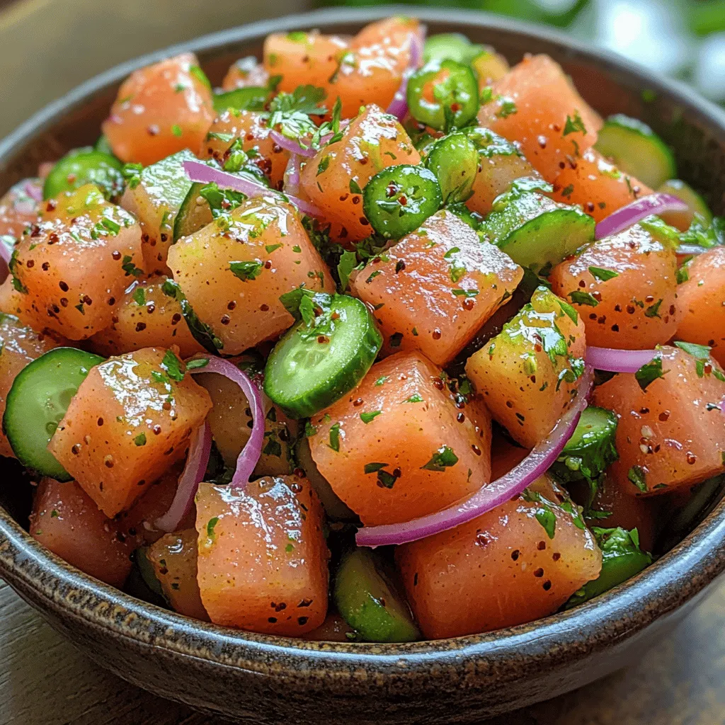 As the sun shines brighter and temperatures rise, there's nothing quite as refreshing as a vibrant salad that captures the essence of summer. Enter the Spicy Watermelon Cucumber Salad, a delightful dish that brings together the sweetness of ripe watermelon and the crispness of cucumber, all elevated by a zingy lime drizzle. This salad is not just a feast for the eyes; it’s a culinary experience that combines contrasting flavors and textures, making it perfect for summer gatherings, barbecues, or even a light lunch on a hot day.