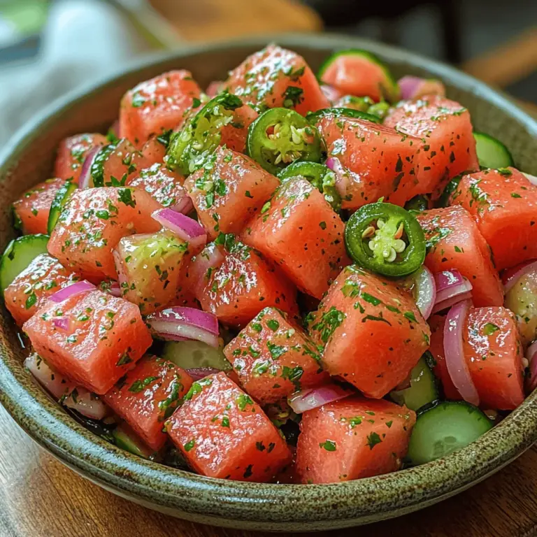 As the sun shines brighter and temperatures rise, there's nothing quite as refreshing as a vibrant salad that captures the essence of summer. Enter the Spicy Watermelon Cucumber Salad, a delightful dish that brings together the sweetness of ripe watermelon and the crispness of cucumber, all elevated by a zingy lime drizzle. This salad is not just a feast for the eyes; it’s a culinary experience that combines contrasting flavors and textures, making it perfect for summer gatherings, barbecues, or even a light lunch on a hot day.