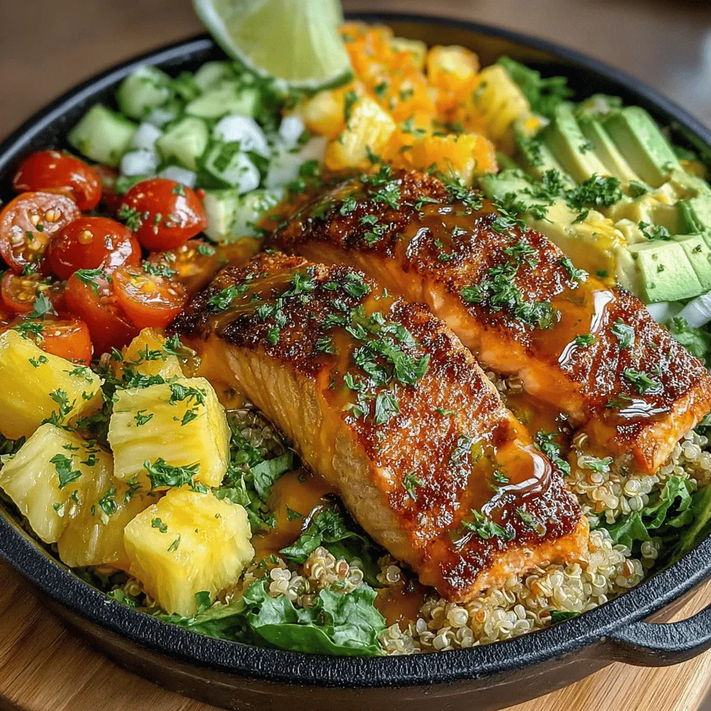 What makes the Tropical Harmony Bowl so appealing? At its core, this recipe is designed to celebrate the freshness of its ingredients while ensuring that each bite is bursting with flavor. The combination of textures—from the crunch of fresh vegetables to the tender flakes of salmon and the fluffy quinoa—creates a delightful balance that keeps each mouthful interesting. Moreover, this dish is not just a treat for the taste buds; it offers an array of health benefits that are hard to resist.