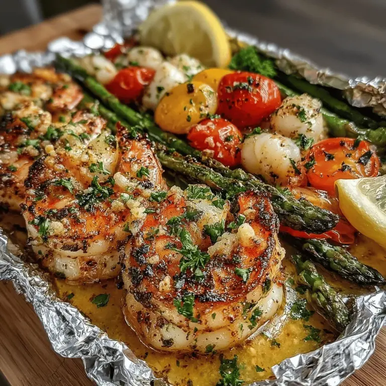 Garlic Butter Shrimp Foil Packets are an exquisite culinary delight that perfectly marries the rich, savory flavors of garlic butter with the tender sweetness of shrimp and a medley of vibrant vegetables. This dish embodies the essence of ease and flavor, making it an ideal choice for those busy weeknights when you crave something delicious yet uncomplicated. With a minimal number of ingredients and straightforward preparation, these foil packets allow the natural flavors of each component to shine through, creating a meal that is both satisfying and memorable.