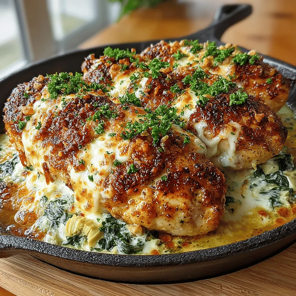 Now that we have our ingredients ready, let’s walk through the preparation steps to create this delightful Cheesy Spinach and Artichoke Chicken Bake. This dish not only promises a hearty meal but also delivers a comforting blend of flavors that will impress your family and friends.