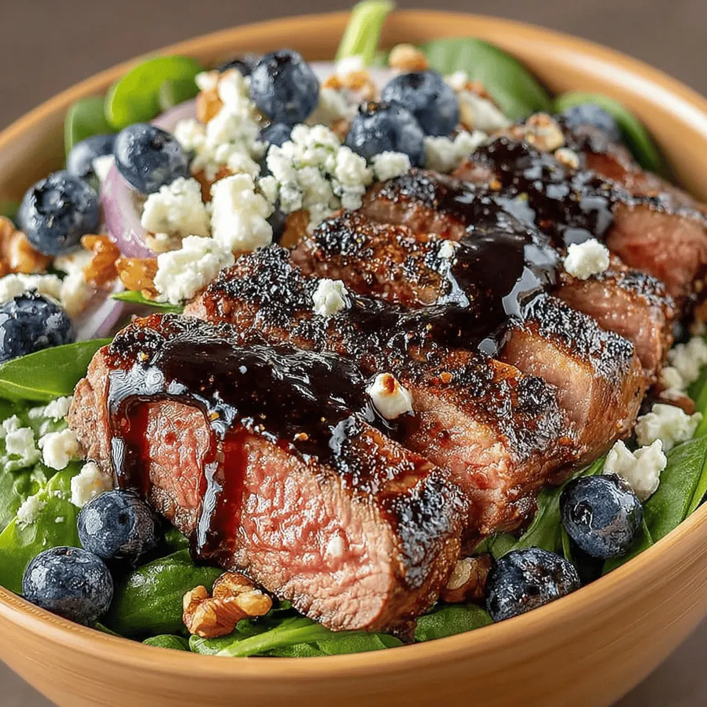 The Blueberry Bliss Beef Salad Bowl is an innovative dish that marries the richness of seared beef with the vibrant sweetness of fresh blueberries, creating a unique culinary experience that delights the palate. This recipe not only elevates a classic salad but also embodies the growing trend of incorporating fruits into savory dishes. As more culinary enthusiasts explore the potential of combining diverse flavors and textures, this salad stands out as a perfect representation of that trend—making it both a feast for the eyes and a wholesome meal.