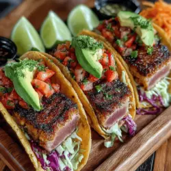 Tropical Tuna Tacos with Strawberry Slaw