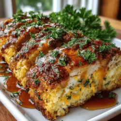 The Honey Butter Glazed Cornbread Chicken Bake is a delightful culinary creation that beautifully marries sweet and savory flavors. This dish features tender chicken nestled in a bed of cheesy cornbread, all topped with a luscious honey butter glaze that adds an irresistible finishing touch. Whether you're looking for a comforting family dinner, planning a gathering with friends, or seeking a standout dish for your next potluck, this recipe fits the bill perfectly. It combines ease of preparation with a satisfying taste that will leave everyone asking for seconds.