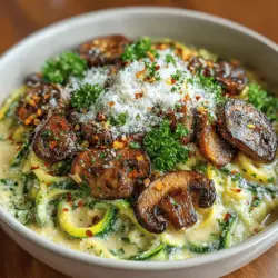 Creamy Mushroom Alfredo Zoodle Bowls
