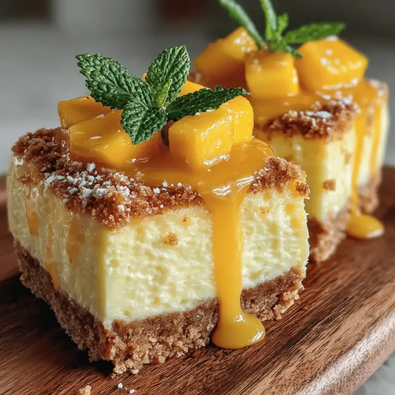 When the sun shines bright and temperatures rise, there's nothing quite like indulging in a refreshing tropical dessert. These delightful treats transport you to sun-soaked beaches with every bite, offering a taste of paradise that is both invigorating and satisfying. Among the myriad of tropical desserts, the Tropical Bliss No-Bake Mango Cheesecake Bars stand out as a perfect choice for warm weather. Combining the luscious flavor of ripe mangoes with the creamy richness of cheesecake, this dessert is a celebration of tropical goodness.