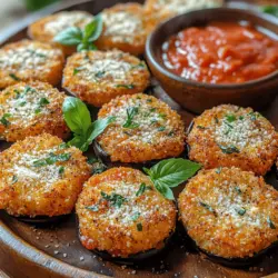 Crispy Eggplant Parmesan Bites are a delightful and modern take on the traditional Italian dish, Eggplant Parmesan. This recipe brings the rich, savory flavors of eggplant, marinara, and cheese into bite-sized morsels that are perfect for appetizers, snacks, or even as a light meal. Significantly, these bites are not only delicious but also cater to various dietary preferences, making them a versatile choice for gatherings and family dinners alike.