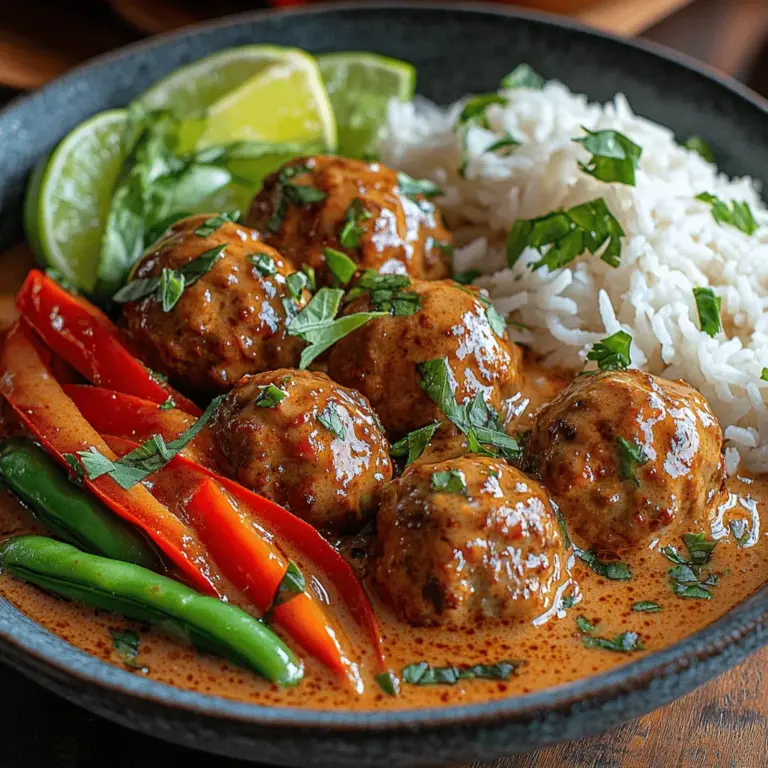 Thai cuisine is celebrated worldwide for its vibrant flavors and aromatic dishes, and among its many treasures, the Thai Red Curry Meatballs stand out as a delightful fusion of taste and texture. Originating from the bustling street food scenes of Thailand, this dish marries the rich, creamy essence of coconut milk with the warm, spicy notes of red curry paste. The result is a dish that is not only comforting but also packed with bold flavors that transport your taste buds to Southeast Asia.