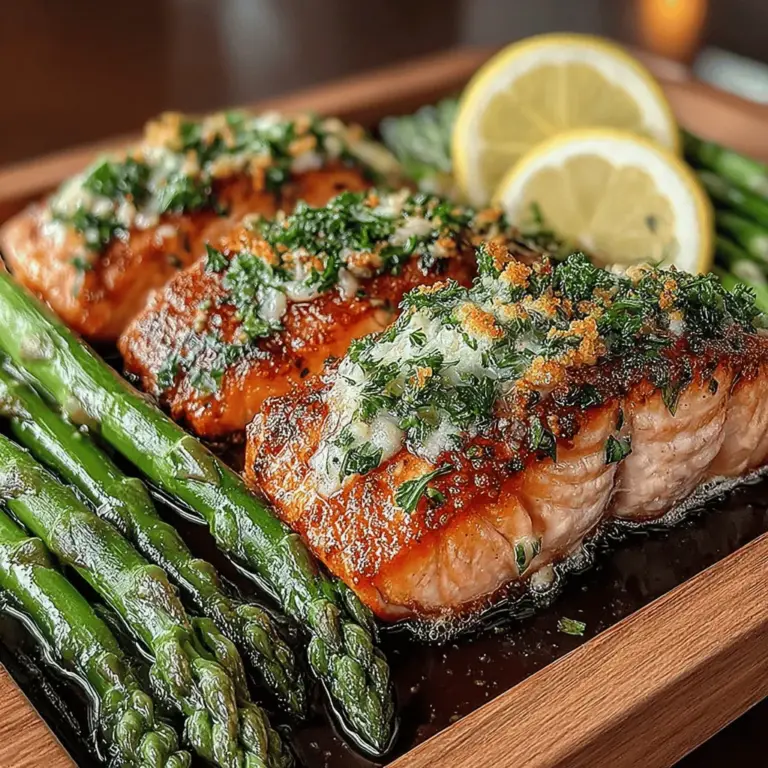 To make Garlic Butter Roasted Salmon with Asparagus, you’ll need a handful of fresh ingredients that come together beautifully. Here’s what you’ll need: