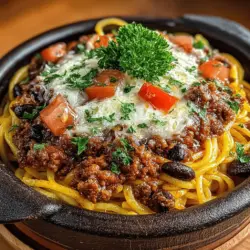 Crockpot cooking, also known as slow cooking, is a method that allows food to be cooked over an extended period at low temperatures. This technique is particularly beneficial for dishes like our Cozy Crockpot Spaghetti Chili Bake, as it promotes tenderness in meats and a deeper infusion of flavors across all ingredients.