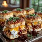 When it comes to satisfying cravings for hearty flavor combined with delightful texture, few dishes can compete with Mini BBQ Ranch Biscuit Melts. This delicious recipe marries the smoky, tangy notes of BBQ sauce with the creamy richness of ranch dressing, all enveloped in warm, flaky biscuit dough. Whether served as a fun appetizer for a gathering or as a quick, fulfilling main dish for family dinner, these mini melts are sure to impress. Their bite-sized nature makes them perfect for casual snacking, while their robust flavors make them a standout option for any meal setting.