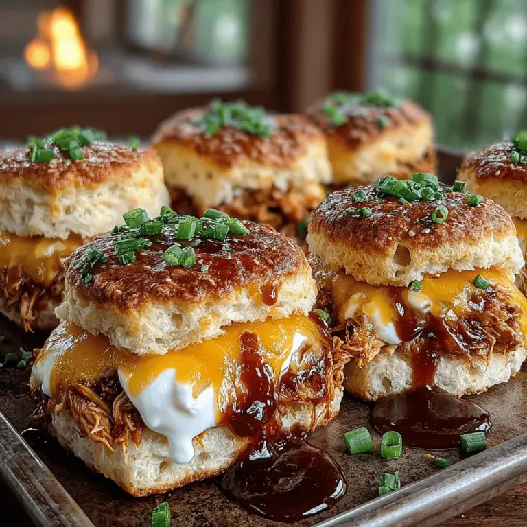 When it comes to satisfying cravings for hearty flavor combined with delightful texture, few dishes can compete with Mini BBQ Ranch Biscuit Melts. This delicious recipe marries the smoky, tangy notes of BBQ sauce with the creamy richness of ranch dressing, all enveloped in warm, flaky biscuit dough. Whether served as a fun appetizer for a gathering or as a quick, fulfilling main dish for family dinner, these mini melts are sure to impress. Their bite-sized nature makes them perfect for casual snacking, while their robust flavors make them a standout option for any meal setting.