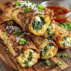 To create the perfect Crunchy Spinach Feta Egg Rolls in your air fryer, follow these detailed cooking instructions for best results.