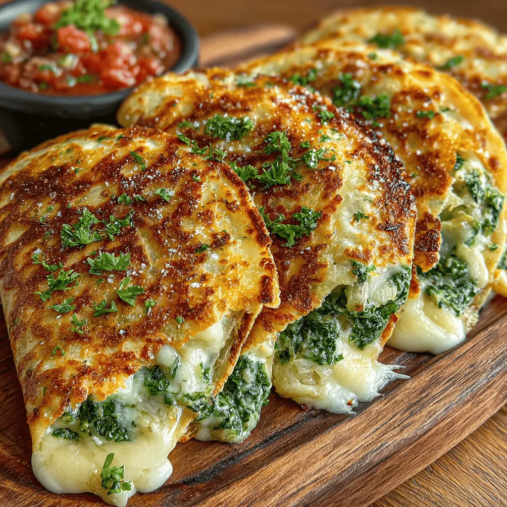 Quesadillas are a beloved staple across many culinary traditions, renowned for their versatility and simplicity. Typically made with tortillas filled with cheese and various ingredients, quesadillas can easily transform from a quick snack into a gourmet meal. Among the myriad of fillings available, one combination stands out for its rich flavor and creamy textures: spinach and artichokes. This Savory Spinach Artichoke Quesadilla recipe takes this classic pairing, often found in dips and appetizers, and elevates it into a satisfying dish that is sure to please both vegetarian and cheese enthusiasts alike.