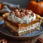 As the days grow shorter and the vibrant colors of autumn foliage begin to adorn our landscapes, the season invites us to indulge in its comforting flavors. One of the quintessential desserts that perfectly embodies the spirit of fall is the Pumpkin Spice Cream Pie. This delightful recipe seamlessly combines the rich, warm notes of pumpkin spice with a creamy filling that is both luscious and satisfying, all enveloped in a buttery graham cracker crust. Whether you’re planning a festive holiday gathering, a cozy family dinner, or simply looking to celebrate the season with a sweet treat, this pie is poised to become a beloved addition to your autumn repertoire.