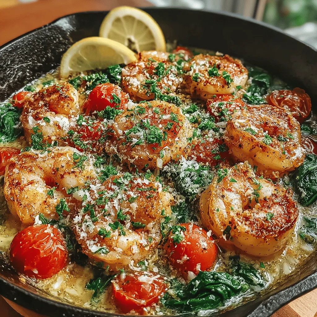 Indulge your senses with a dish that perfectly harmonizes the ocean's bounty and rich, comforting flavors – the Creamy Garlic Butter Shrimp Skillet. This exquisite recipe is an ideal choice for a weeknight dinner or a special occasion, offering a quick yet luxurious meal that can be prepared in just 30 minutes. Featuring succulent shrimp enveloped in a creamy garlic sauce, complemented by vibrant cherry tomatoes and fresh spinach, this dish not only delights the palate but also nourishes the body. As you savor each bite, you'll find the interplay of flavors and textures elevates your dining experience to new heights.