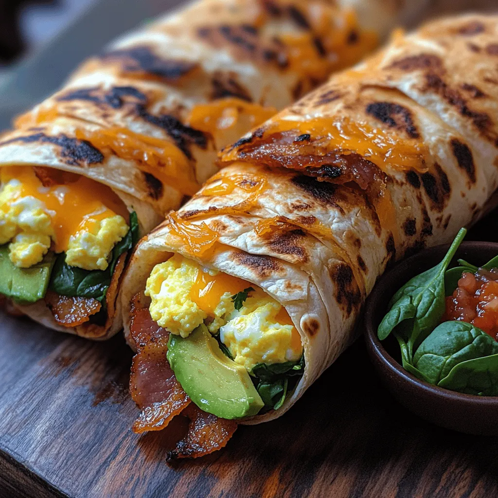 Start your day off right with a delightful twist on the traditional breakfast. Crunchy Bacon & Egg Breakfast Wraps combine the savory flavors of crispy bacon and fluffy scrambled eggs, wrapped snugly in a warm, whole wheat tortilla. This recipe not only satisfies your hunger but also fuels your body with nutritious ingredients. With the added freshness of avocado and baby spinach, these wraps are perfect for busy mornings or leisurely brunches, offering a nutritious and delicious option that can be prepared in minutes.