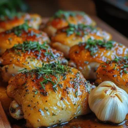 Roasted Garlic and Herb Chicken Thighs is a comforting and flavorful dish that is perfect for family dinners or gatherings. The appeal of roasted chicken thighs lies in their juicy texture and rich flavor, making them an ideal choice for anyone looking to impress their guests or simply enjoy a satisfying meal at home. This recipe highlights the key ingredients of garlic, fresh herbs, and lemon, each contributing to the dish's depth of flavor and aroma that will tantalize your taste buds.