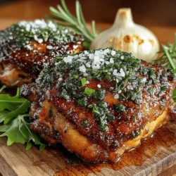 Roasted Garlic and Herb Chicken Thighs is a dish that embodies comfort and flavor, making it a perfect choice for any occasion. The combination of succulent chicken thighs, aromatic garlic, and fresh herbs creates a mouthwatering experience that is hard to resist. As the chicken roasts, the garlic caramelizes, releasing a heavenly aroma that will fill your kitchen and tantalize the senses. This simple yet elegant recipe is ideal for family dinners or gatherings with friends, effortlessly elevating your meal with its rich flavors and inviting presentation.