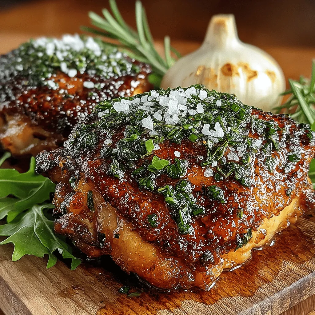 Roasted Garlic and Herb Chicken Thighs is a dish that embodies comfort and flavor, making it a perfect choice for any occasion. The combination of succulent chicken thighs, aromatic garlic, and fresh herbs creates a mouthwatering experience that is hard to resist. As the chicken roasts, the garlic caramelizes, releasing a heavenly aroma that will fill your kitchen and tantalize the senses. This simple yet elegant recipe is ideal for family dinners or gatherings with friends, effortlessly elevating your meal with its rich flavors and inviting presentation.