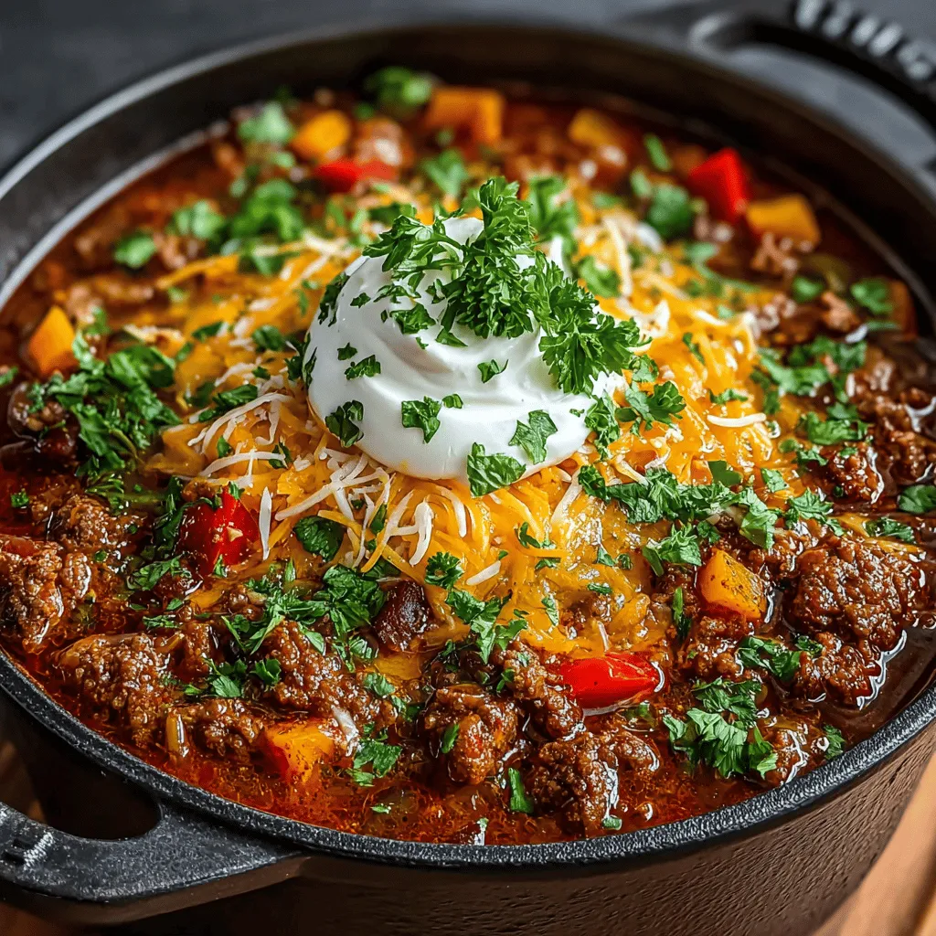 - 1 pound ground beef - 1 can (15 ounces) pumpkin puree (not pumpkin pie filling) - 1 can (15 ounces) kidney beans, drained and rinsed - 1 can (15 ounces) diced tomatoes - 1 medium onion, chopped - 2 cloves garlic, minced - 1 cup beef broth - 2 tablespoons olive oil - 2 tablespoons chili powder - 1 tablespoon ground cumin - 1 teaspoon smoked paprika - 1/2 teaspoon cayenne pepper (optional, for heat) - Salt and pepper to taste - Fresh cilantro or parsley for garnish (optional)