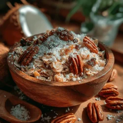 - 3 cups rolled oats - 1 cup pecans, chopped - 1 cup unsweetened coconut flakes - 1/2 cup sunflower seeds - 1/2 cup pumpkin seeds - 1/2 cup pure maple syrup - 1/4 cup coconut oil, melted - 1 teaspoon vanilla extract - 1/2 teaspoon salt - 1 teaspoon cinnamon (optional)